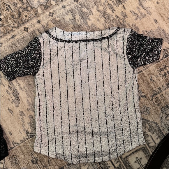 Kids Sequin Striped Shirt - Black & White - Picture 2 of 2